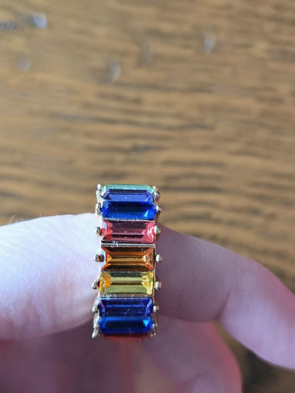 BaubleBar Gold Multicolor Baguette Crystal Ring